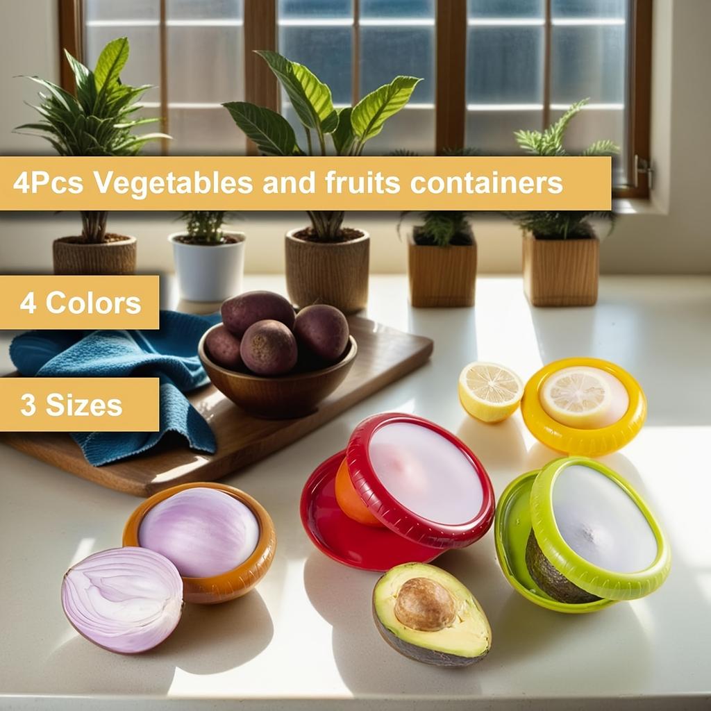 Silicone Fruit Box Set 4Pcs - Large, Transparent, Airtight, Reusable, BPA-Free