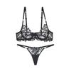 European and American sexy lingerie ultra-thin mesh see-through embroidery printing big chest small bra set