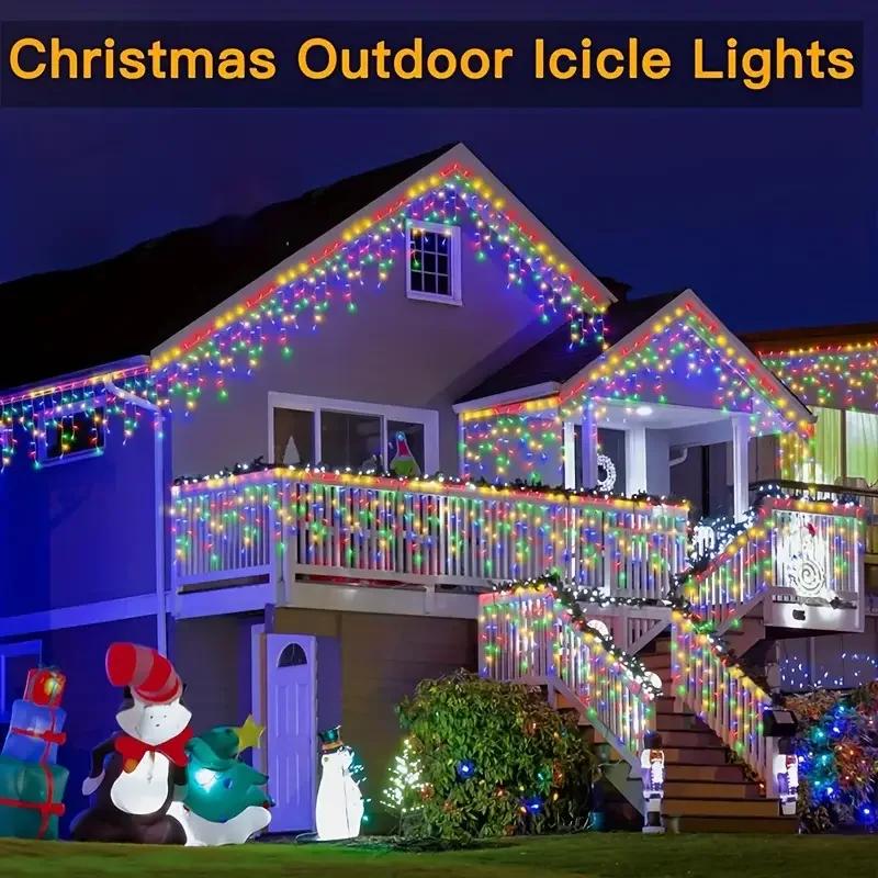 3.5/7M Solar Powered LED String Lights Waterproof for Garden Patio Outdoor Holiday Decoration Starry Icicle Lights for Christmas