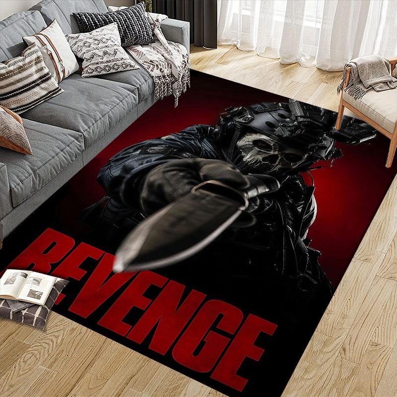 COD Flannel Printed Carpet, Home Sofa Decoration for Living Room & Bedroom, Non‑Slip Play Flannel Floor Mat for Game Room