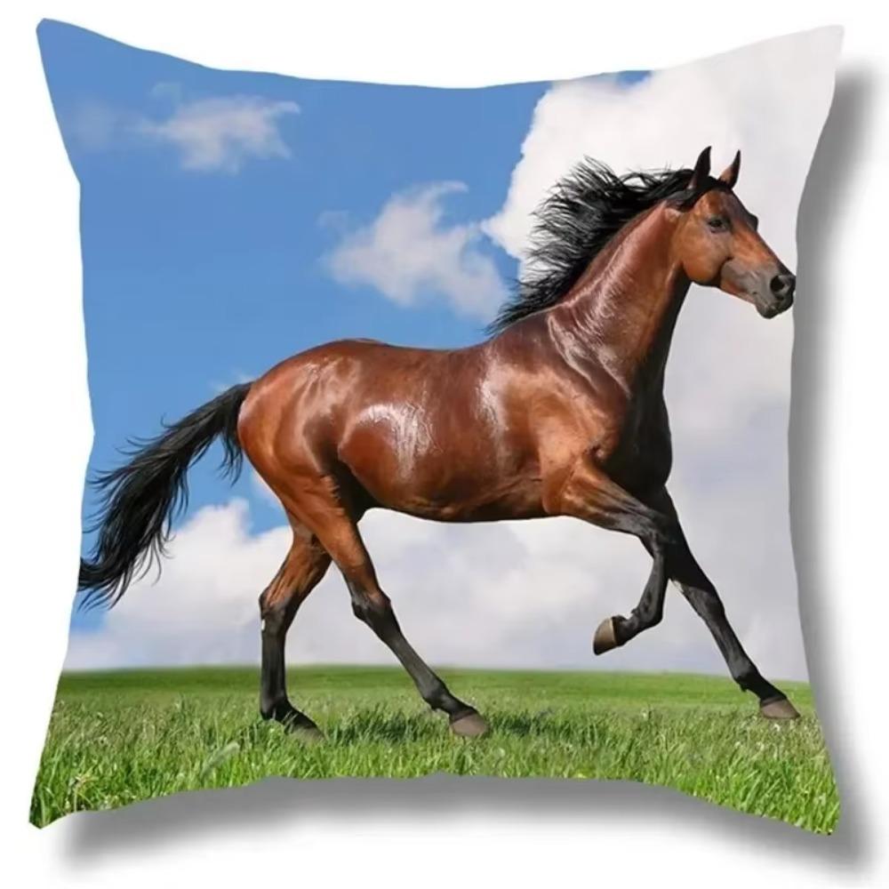 Horse Pattern Home Decoration Pillow Cover Polyester Fiber Cushion Cover Living Room Sofa Cushion Cover