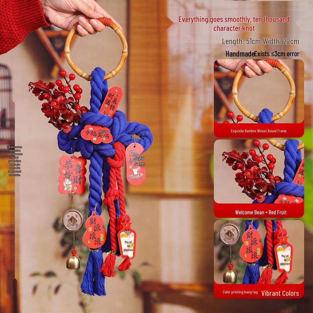 2026 Year of the Horse Spring Festival Chinese Knot Door Hanger - Wanzi Knot Ornament for Festive Atmosphere