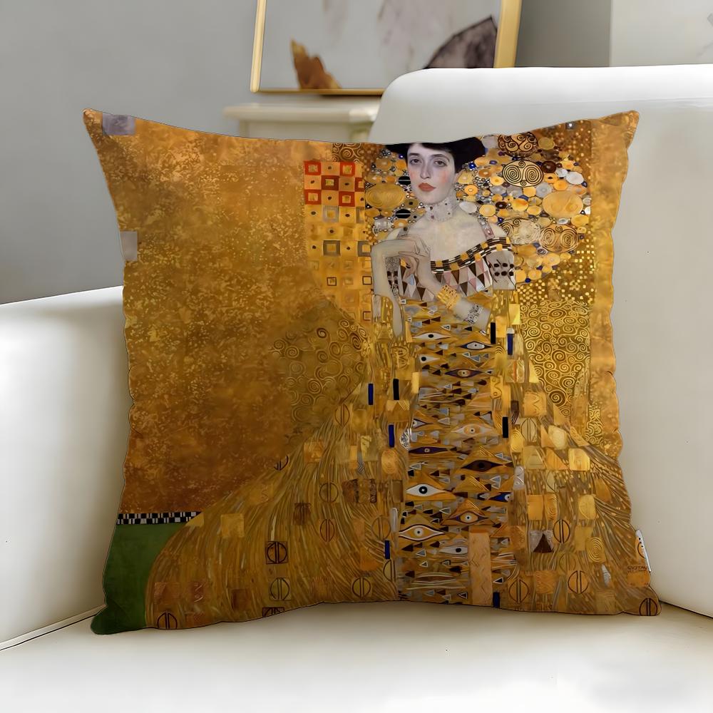 Classic Painter Gustav Klimt Cushion Cover Soft & Easy-Wash Pillow Case – Versatile For Couch, Bed, Travel And Office