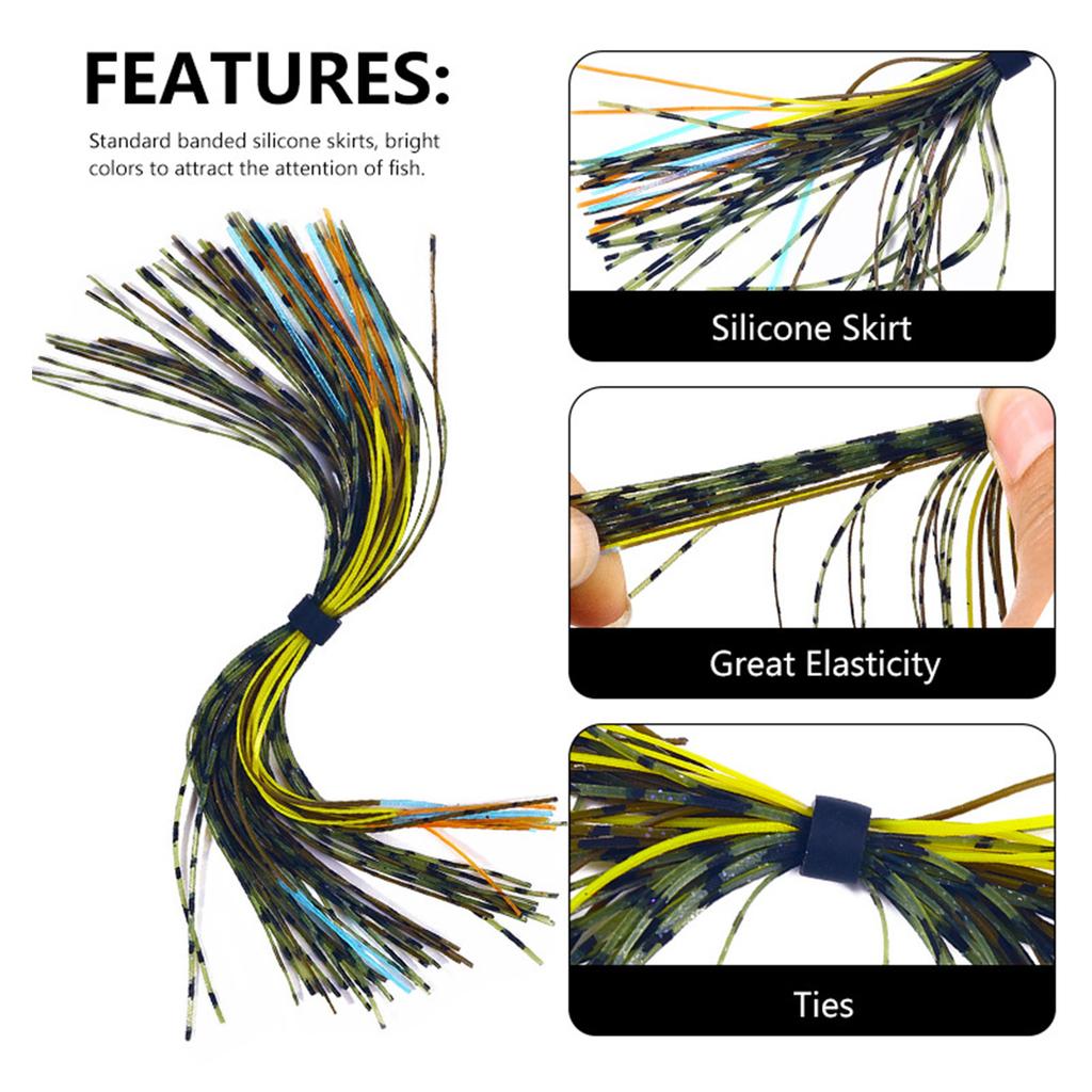Silicone Skirts Rubber Jig Skirts 10 Bundles 500 Strands Fishing Lures Skirt Replacement Set for DIY Lures Fishing Baits