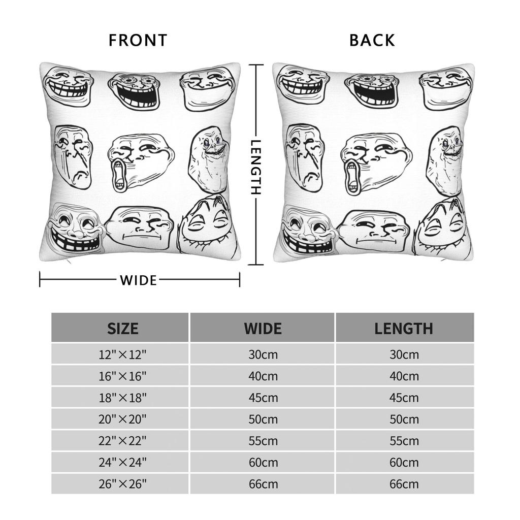 Pillow Cover Trollface Meme Rage Comic Funny Troll Joke Internet Retro Trendy Pillow Case For Sofa Home Decor Pillowcases