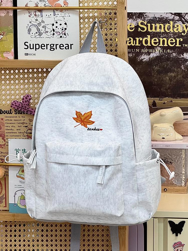 Schoolbag Korean ins Maple Leaf Embroidery Mori Small Fresh Junior High School Student School Bag High Value Sweet Soft Sister Backpack