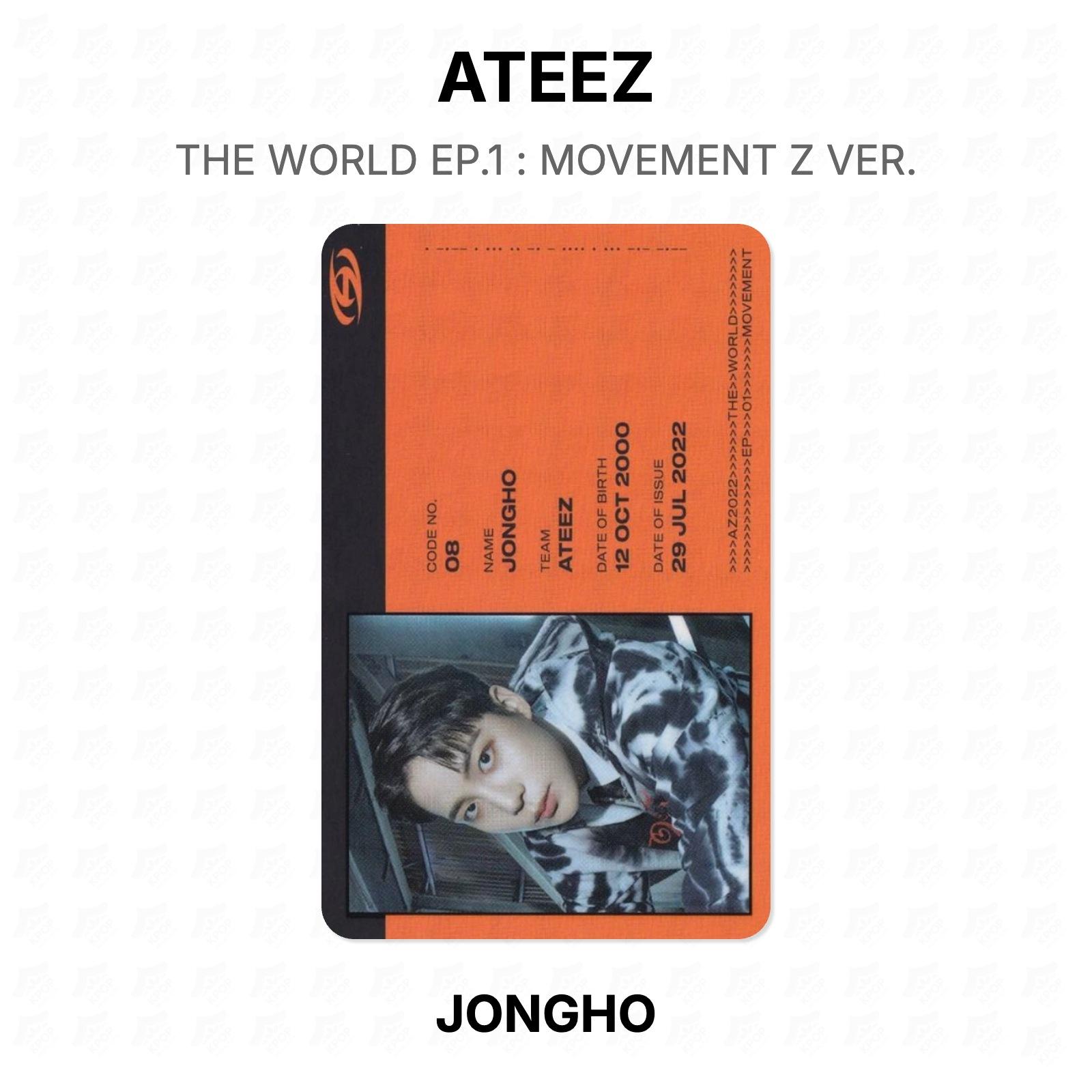 ATEEZ THE WORLD EP.1 : MOVEMENT Z VER. Official Photocard JONGHO 03