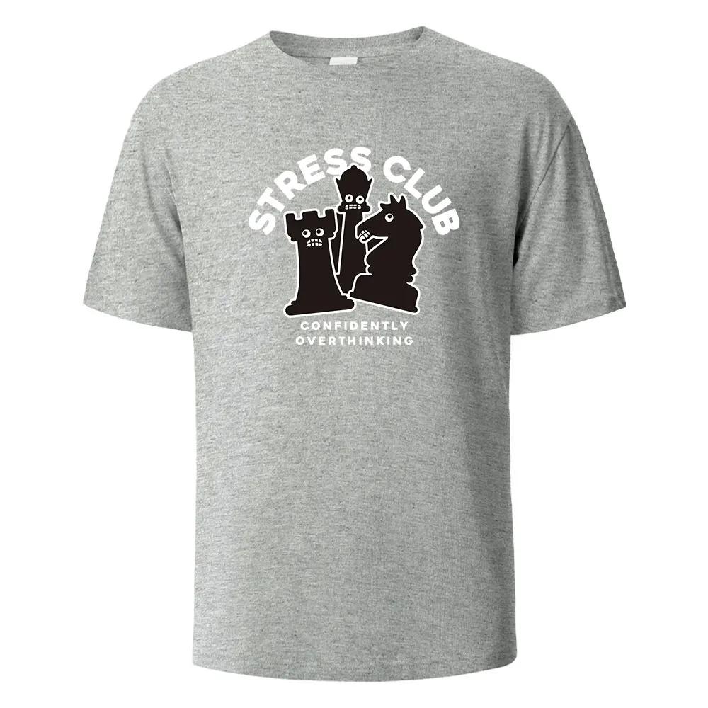 Stress Club Print T-Shirt 100% Cotton Summer Tees For UnisexOversize Casual Tops