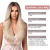 ALAN EATON Long Wave Platinum Blonde Synthetic Wigs Hairline Part Lace Wigs Natural Daily Wedding Hairstyle Wigs for White Women