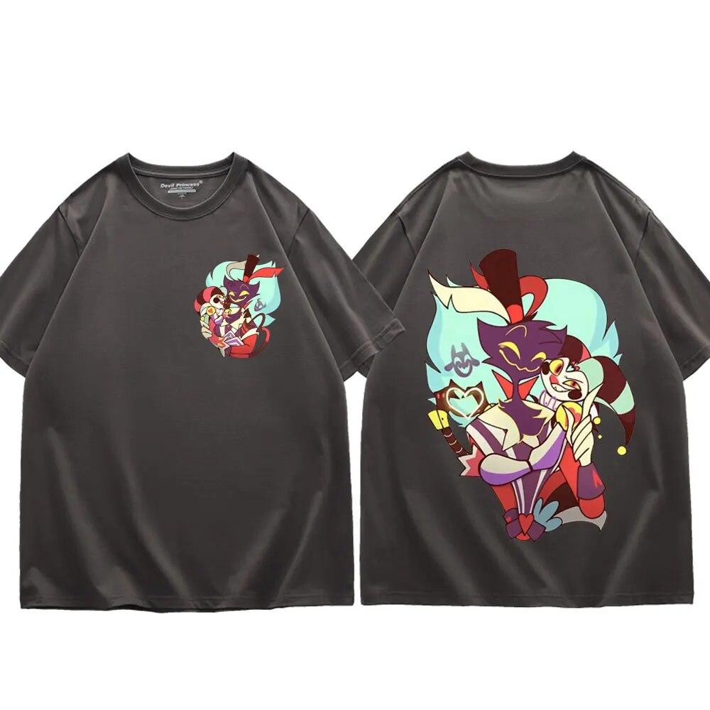 Anime Helluva Boss Graphic T Shirts Street Fashion Trend Cartoon Short Sleeve T Shirt Unisex Women Y2k Aesthetics Oversized T-shirt