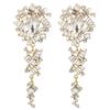 Fashion Rhinestone Flower Tassel Earrings Elegant Exaggerated Dangle Drop Earrings For Women Versatile Jewelry