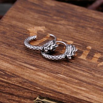 316L Stainless Steel Vintage Dragon Hoop Earring For Men Street Hip-Hop Style Earrings Fashion Animal Punk Jewelry