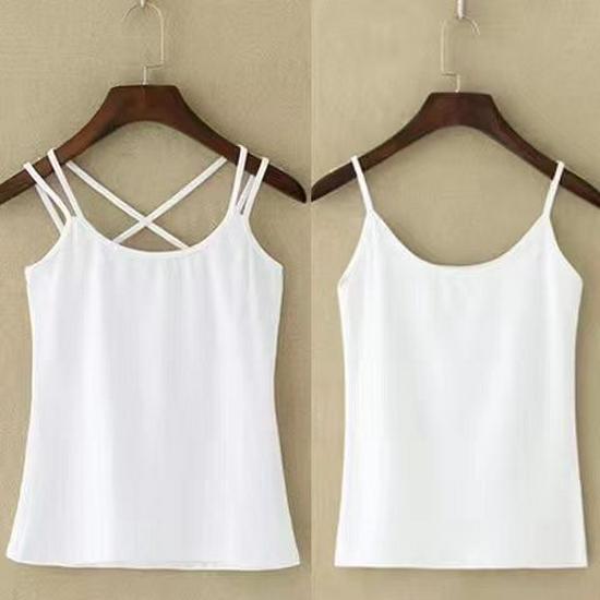 Women's Solid Color Slim Fit Camisole - Anti-Exposure Base Layer (1-2 Pieces) for Inner or Outer Wear