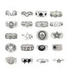 SHIXIN 20Pcs/Set Punk Geometric Stars Rings Men Hip Hop Stackable Silver Color Knuckle Rings Set Male Jewelry  Accessories
