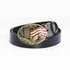 Fibbia Aquila in Bronzo Cintura in Pelle con Bandiera Americana - Accessorio di Moda da Uomo