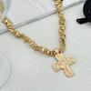 1PCS Irregular CCB Bead Necklace Alloy Cross Pendant Women's Fashion Gothic Necklace Steampunk Jewelry
