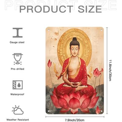 1 Piece: Lotus-shaped Buddha Zen-inspired Tin Wall Hanging, Traditional Religious Style Home Wall Decoration, Office Zen-inspire