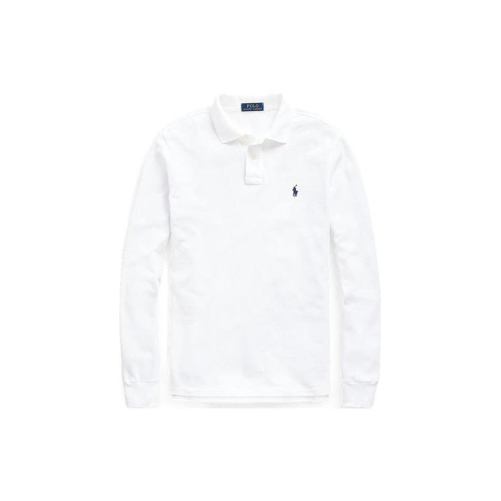 

Мужская рубашка поло с длинным рукавом Polo Ralph Lauren Custom Slim Fit однотонная белая MNPOKNI16820114-100 XXL