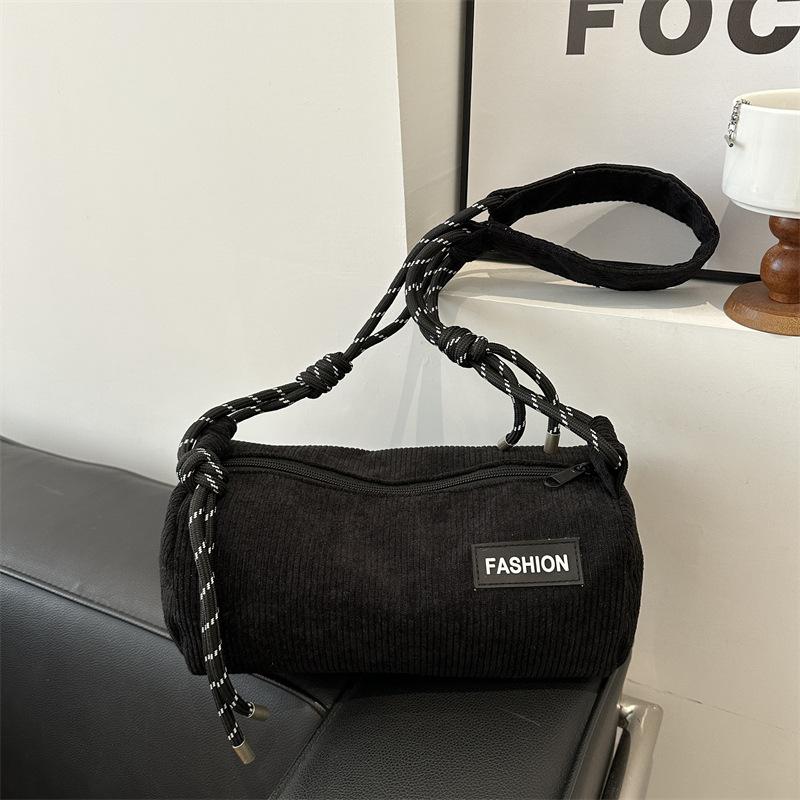 Popular bag new summer fashion corduroy messenger bag women's texture niche shoulder cylinder bag