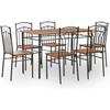VidaXL Dining Set 7 Pcs MDF and Steel Brown