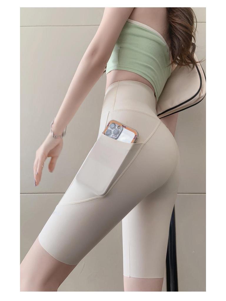 2024 Women's High-Waisted Summer Shark Yoga Shorts with Side Pockets