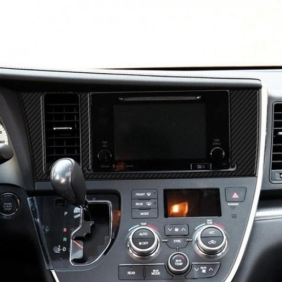 2Pcs Carbon Fiber Interior Radio Console Cover Trim For Toyota Sienna 2015-