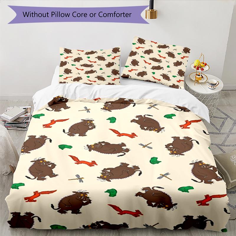 Set Biancheria da Letto Il Gruffalò 3 Pezzi Copripiumino Chiusura Include 1 Copripiumino & 2 Federe, Morbido e Confortevole per Tutte le Stagioni.