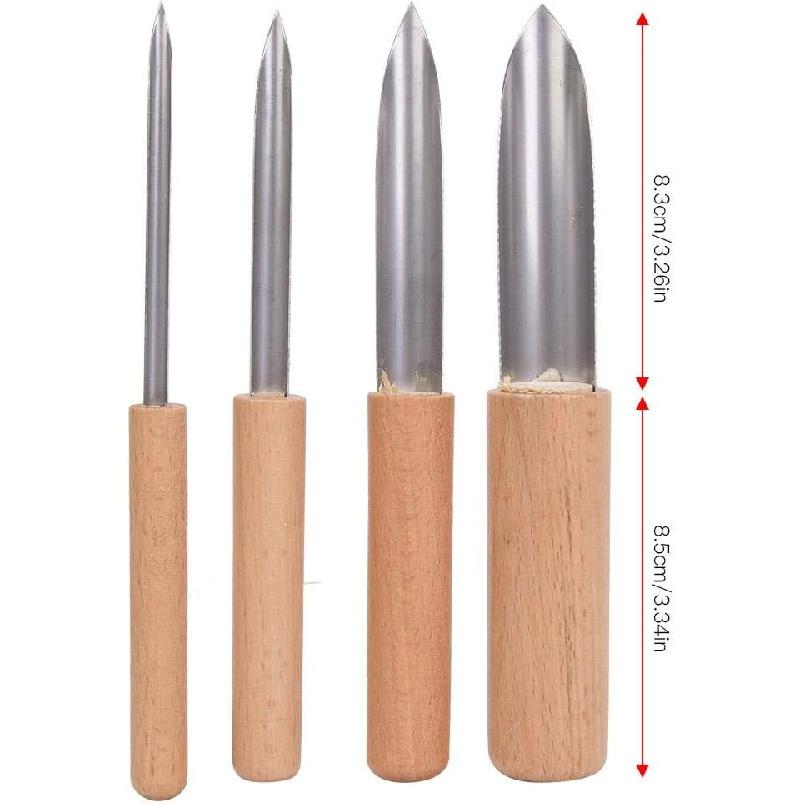 4Pcs Semi Round Hole Cutters Pottery Clay Ceramic Tools Wooden Handle Polymer Clay Punch Hole Cutter Pottery Sculpting Tools Pottery Tools