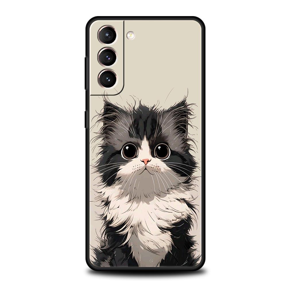 Daily Life of Cute Cats Phone Case For Samsung Galaxy S26 Ultra S25 Plus S24 FE S23 S22 5G S21 S20 Cover Black Soft