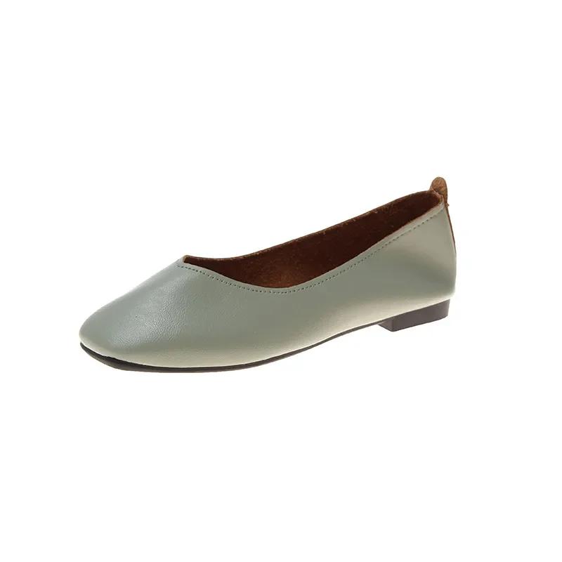 

Туфли Doudou Single для женщин, летние, новые, стильные, повседневные, универсальные, на плоской подошве, с неглубоким носком, на одну ногу, нежные, повседневные, на плоской подошве 40 зелёный