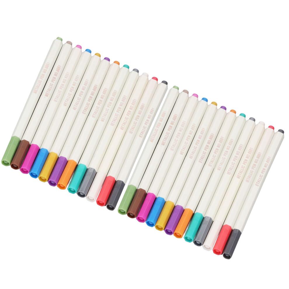 24Pcs Metallic Marker Pens 24 Colors for Art, Scrapbooking, Crafting