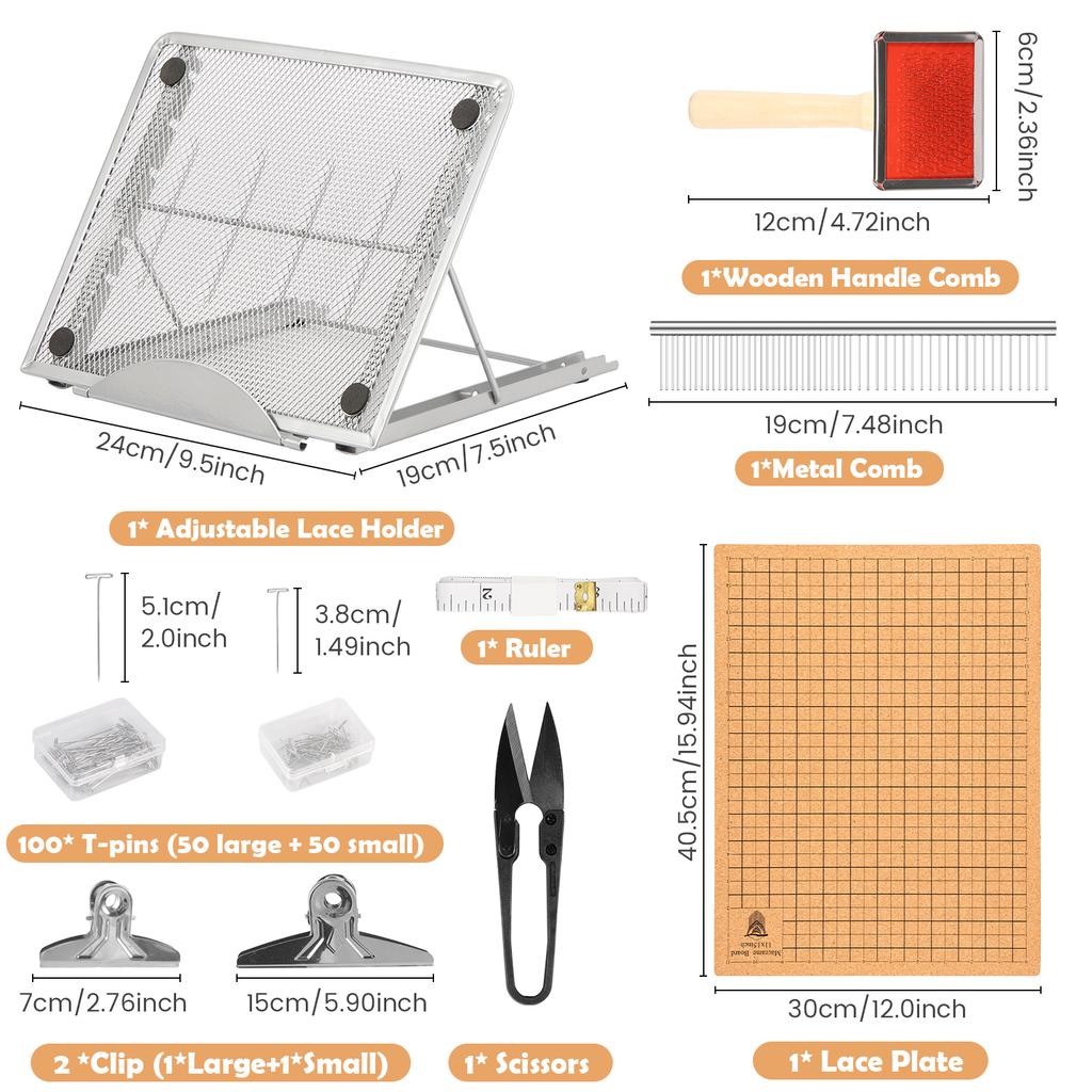 7x7 Zoll Makramee-Brett-Set Weichholz-Makramee-Brett und verstellbarer Metallhalter mit 50 T-Nadeln und 2 Klemmen Doppelseitige Makramee