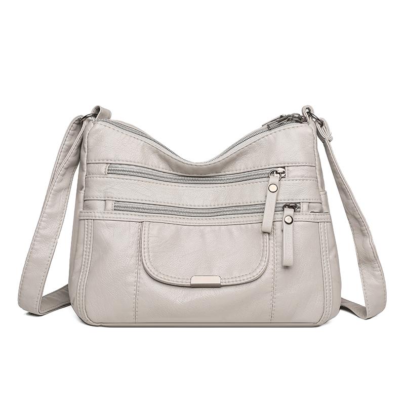 

Женская многослойная мягкая кожаная сумка для мам среднего возраста, сумка через плечо серый