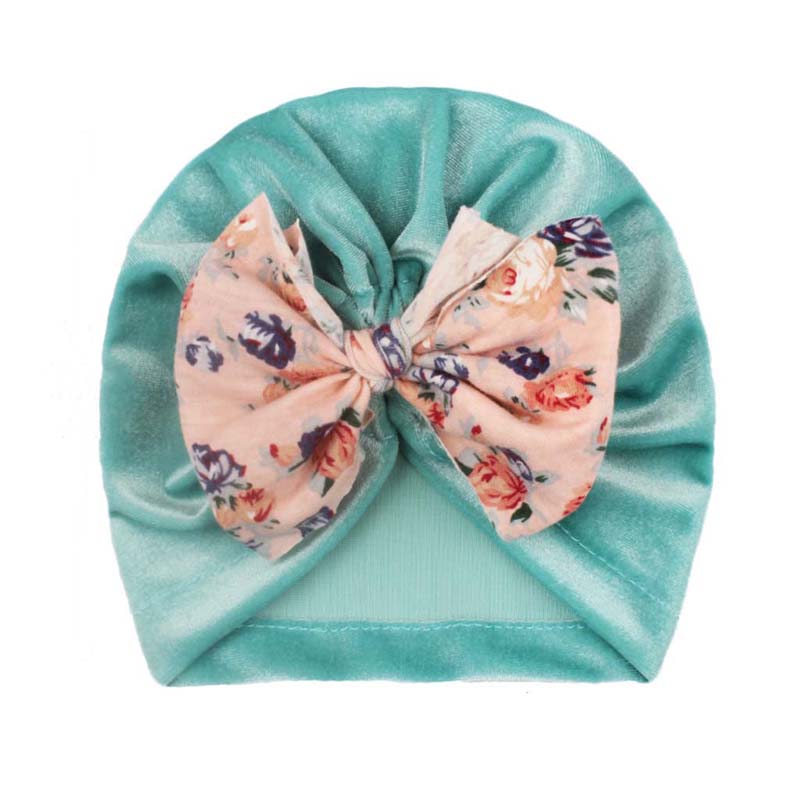 Flower Big Bowknot Baby Hat Soft Velvet Baby Girls Hat Bonnet Spring Infant Toddler Turban Cap Beanie Kids Hat
