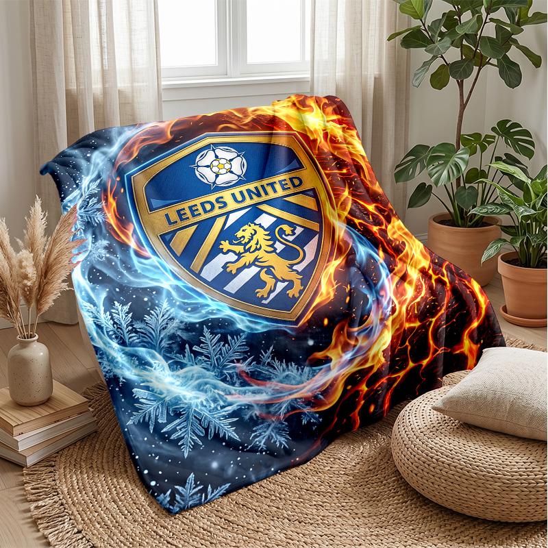Coperta in Flanella con Stampa Leeds United, Morbida Calda Leggera Coperta da Divano Letto Campeggio