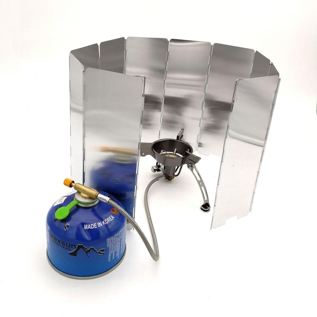 Oem Portable Aluminum Camp Stove Windscreen 10 Plates Collapsible Camping Stove Windshield Wind Screen For Picnic Cooking