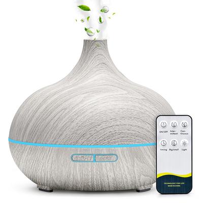 500ml Aromaterapeutický difuzér esenciálního oleje Wood Grain Dálkové ovládání Ultrazvukový zvlhčovač vzduchu Cool se 7 barevnými LED diodami