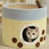 New Cat Nest Winter Warm Double Layer Cat Bed Sisal Cat Clasp Plate Milk Tea Appearance Closed Four Seasons Cat House Universal