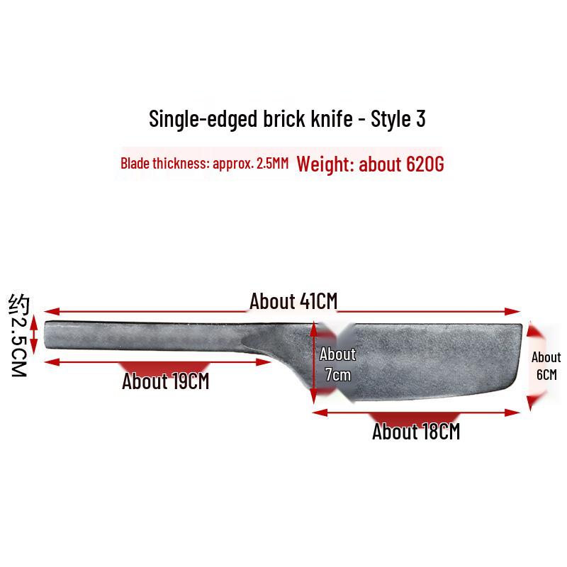 Double-Sided Brick Knife - Manganese Steel Trowel for Plastering, Cutting Bricks, and Wall Laying