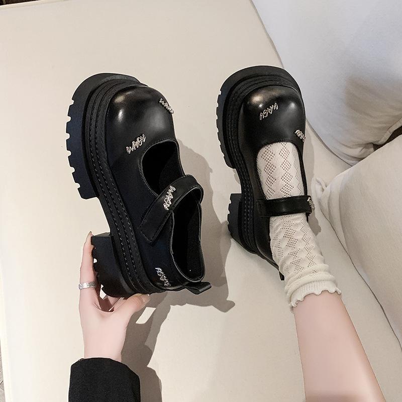 Mary Jane single shoes sweet and cool Japanese jk2025 shallow mouth platform small leather shoes women's butterfly round head new versatile thick heel