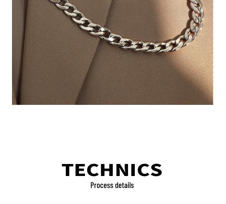 Exaggerated European-American Belt Buckle Necklace: NK Chain Clavicle Titanium Steel 18k Gold Choker for Women - P981