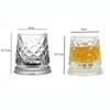 260ml Creative Rotating Whiskey Glass Foreign Wine Cup Exquisite Tumbler Cup with Base Party Cocktail Glass Wine Glass Bar Tools