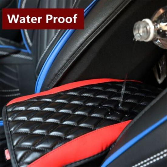 Leather Armrest Pad Cover Center Console Box Cushion Car Accessories Black/Red