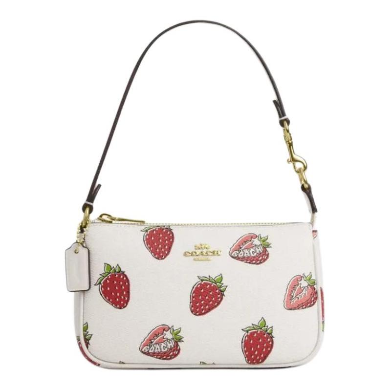 

COACH Nolita 19 Strawberry Print Metal Micro Label Artificial Leather Handbag Small Women s Chalk White Mixed Colors золотой