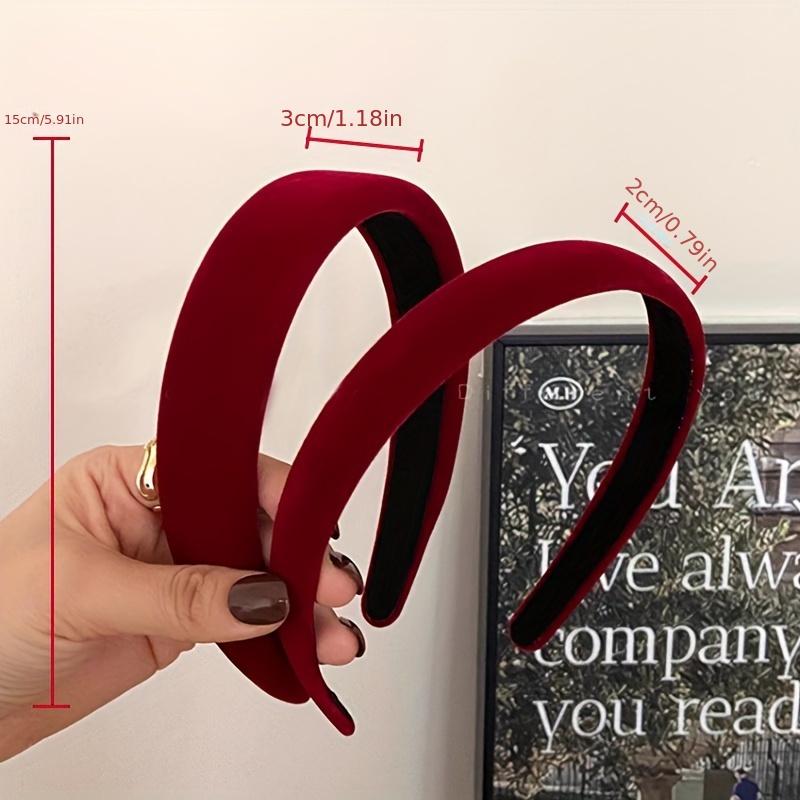 Vintage Wine Red Velvet Sponge Headband for Women, Elegant French Style Hair Accessory, Suitable for High Crown Hairstyles.