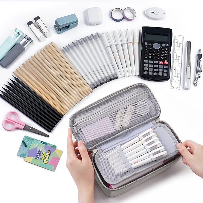 WEMATE Large Capacity Pencil Stylish Zippered Pen Powerful Organization and Gadget Storage Business for Elementary School High School and College