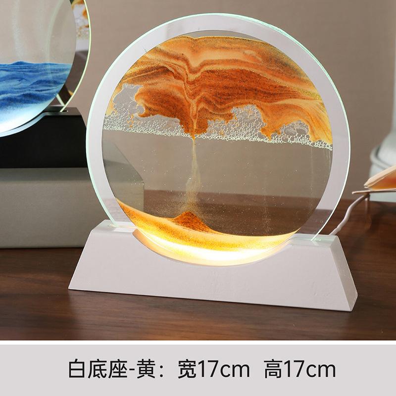 Beweglicher Sand Nachtlichter 3d Sanduhr Treibsand Leuchtendes Ornament Glas Sandlandschaft Handwerk Fließende Malerei Lampen Heimdeko Geschenk