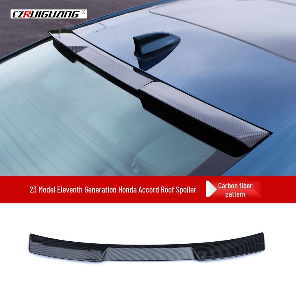 Compatible with 2023 11th Gen Accord: upgraded with roof spoiler, front lip, side skirts, louvers, and rear spoiler.