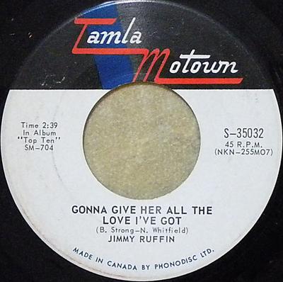 7-Zoll-Schallplatte JIMMY RUFFIN - Gonna Give Her All The Love I've Go S35032 Tamla Motown 1967 Kanada Soul/Funk Gebraucht