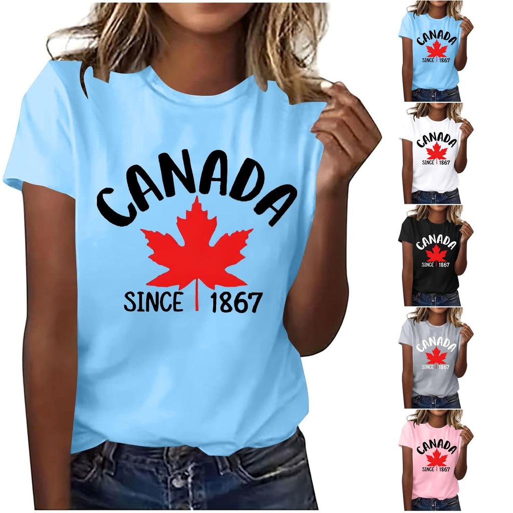 Damen Mode Lässiges Oberteil mit Ahornblatt-Print